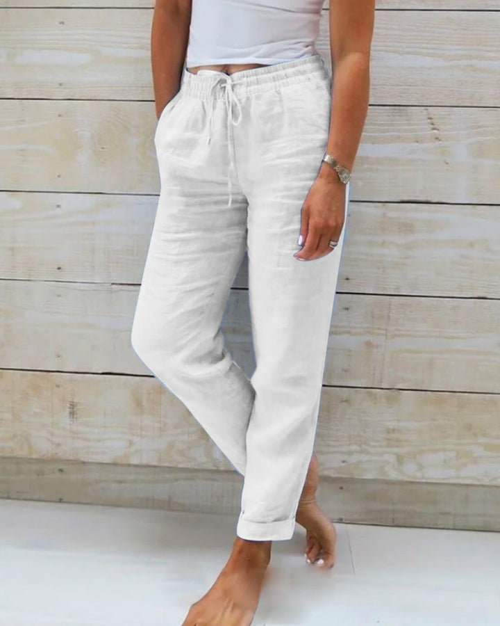 Monika - Cotton and Linen Elasticated Trousers