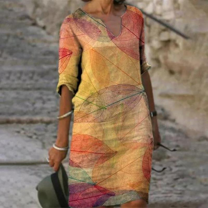 Vlora - Charming Linen Dress with Floral Print