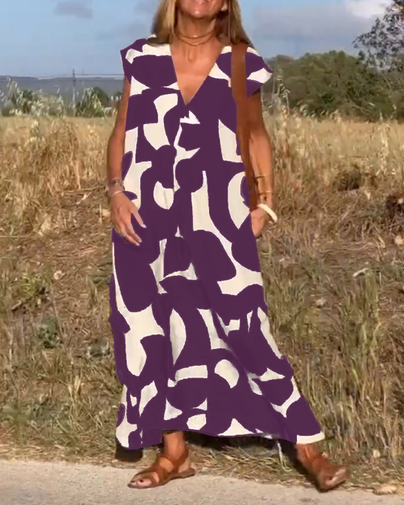 Jayda - Dress with print and V-neck