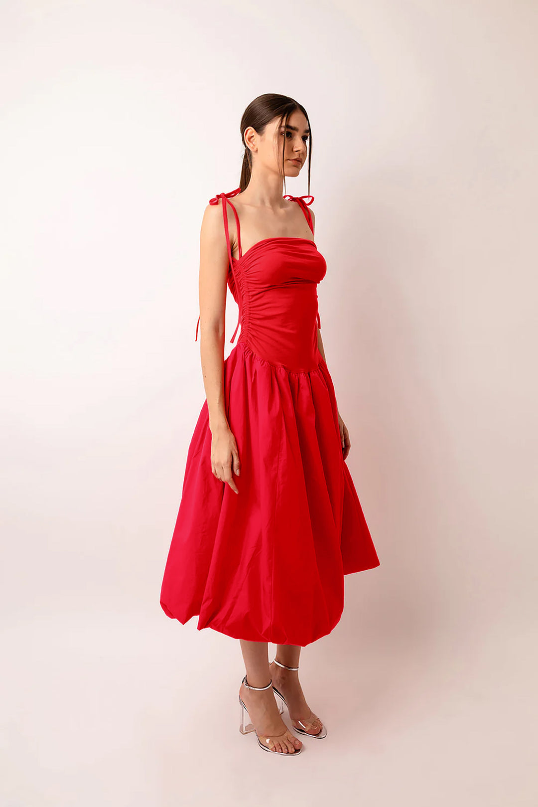 Alexa - Cherry Red Puffball Dress