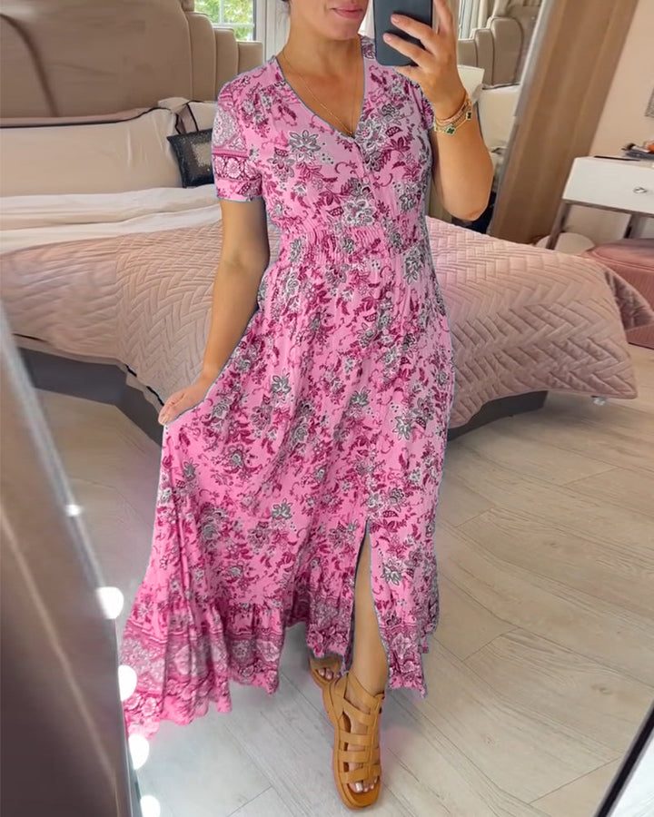 Petra - Dress with floral pattern and V-neck