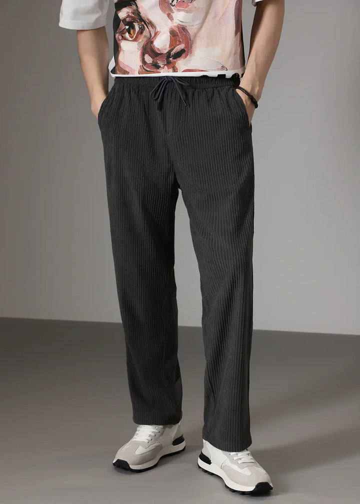 Terrence - Straight Leg Trousers with Ribbed Finish